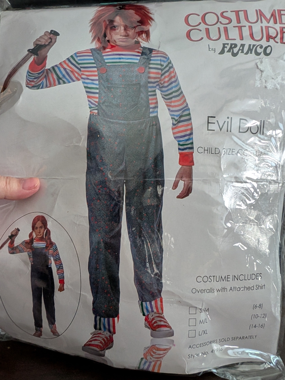 Costume Culture Evil Doll Kids Overalls Costume - Multicolor